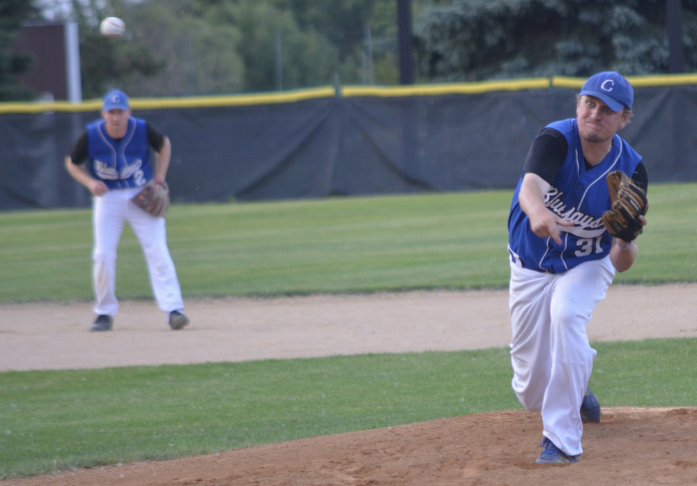 Ben Hegge, shown here pitching in a game this past season, has managed the Jays for several years, but he is handing over those duties to Colton Schieffer for 2024 and will take on duties as assistant.