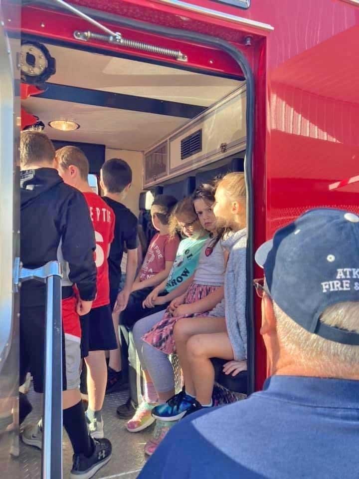 Members of the Atkinson Fire Department gave a presentation last week to the second graders at the West Holt Public Schools.