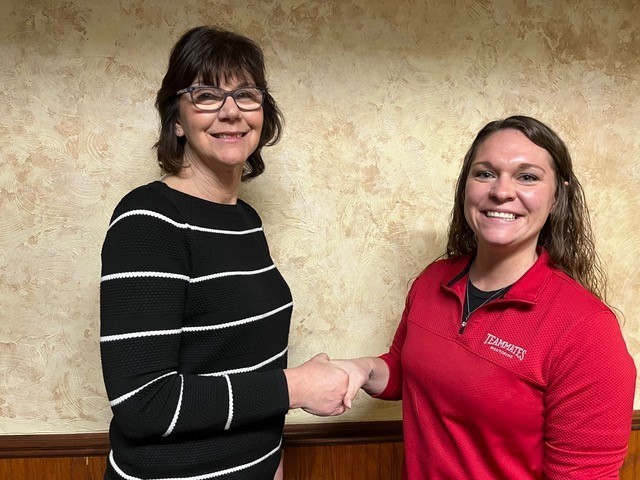 Amy Shane welcomed into her new role by Tiffany Egger, TeamMates North Central Regional Coordinator.	Courtesy Photo