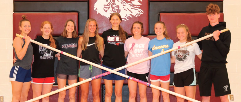The 2022 Crofton Warrior track team state qualifiers included (l to r): Jayden Jordan, Kaylee Mauch, Elizabeth Wortmann, Kiera Altwine, Caitlin Guenther, Ellie Tramp, Jordyn Arens, Rylie Arens, Mayson Ostermeyer