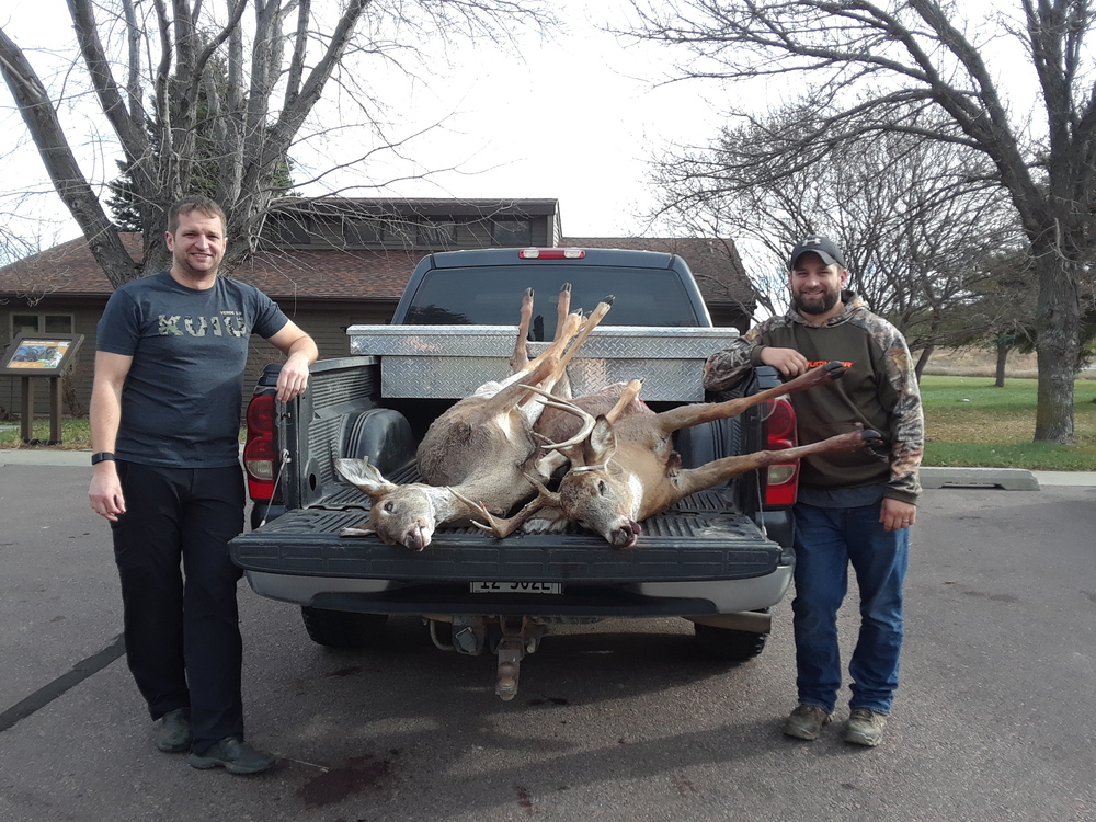 Brian Jundt of O'Neill and his brother, Kevin Jundt of Verdigre were at the deer check station in Niobrara Tuesday.
