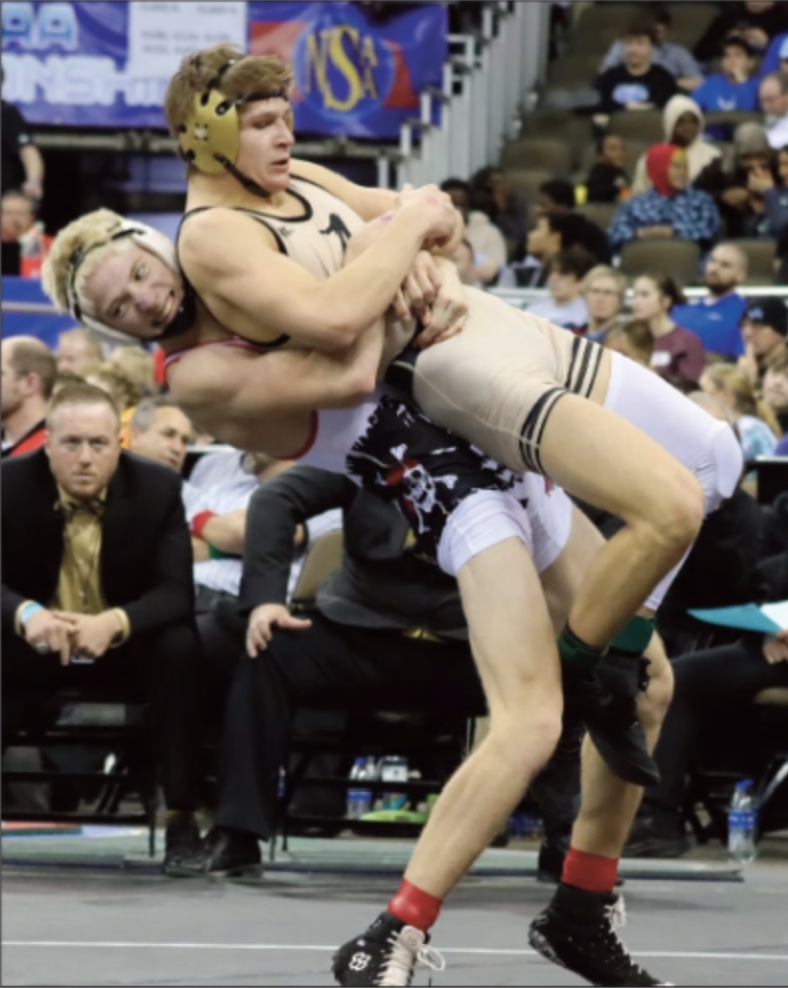 Kyler Mosel was undeafeated through the State tournament and took first-place.