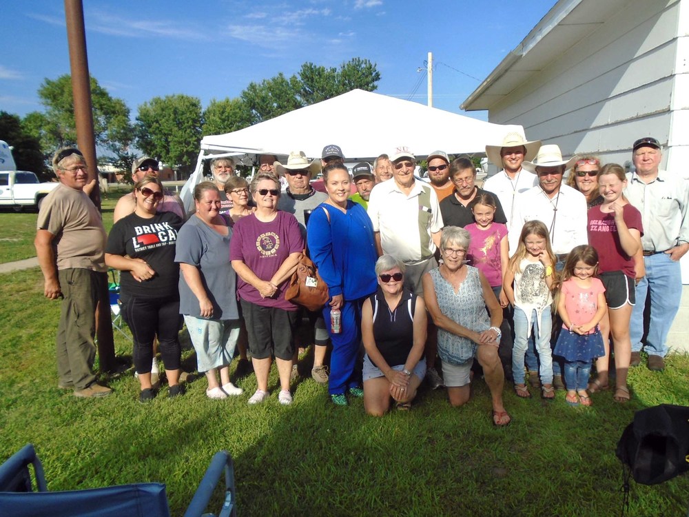 A potluck meal was served at Oregon Trail RV Park while the Ride to Mt. Rushmore cowboys were there. Photo by Lorraine Lieswald