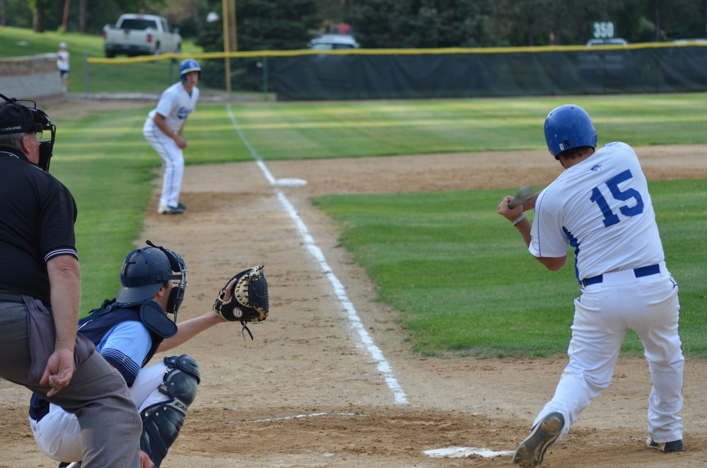 Jared Wiebelhaus slapped an RBI single to drive Justin Potts home in the middle innings of the Jays game against Tabor this past Sunday night in Crofton.