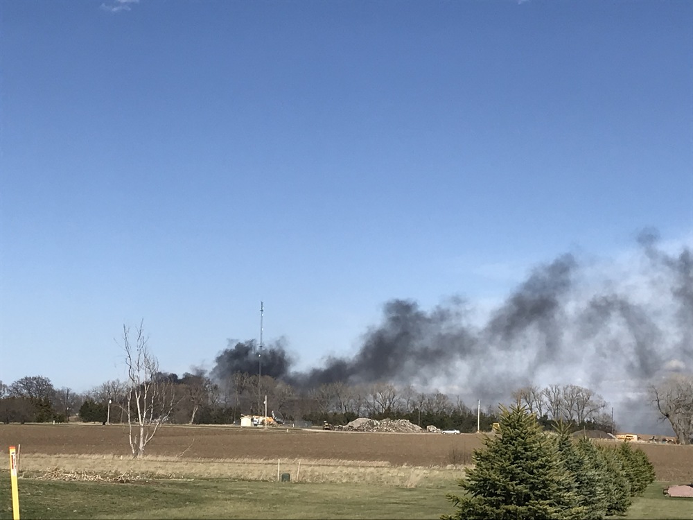 A picture of the fire at the Plainview Tree dump site
