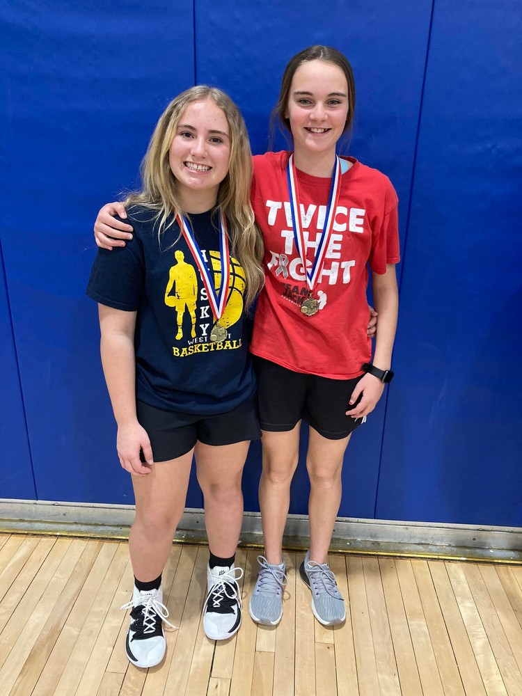 Mackenzie Ruda (left) and Reese Hoffman (right) competed recently at the Regional KC Free Throw Contest held in Wayne. 