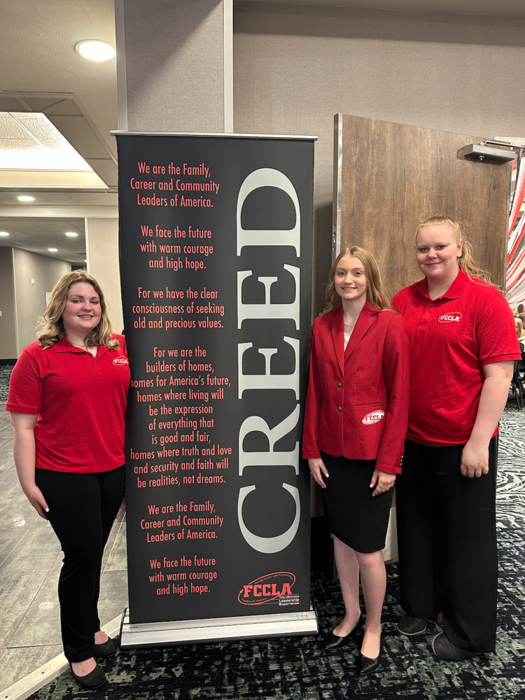 FCCLA members Brooke Forbes, Shayla Jacobsen and Kaydance Maertins.