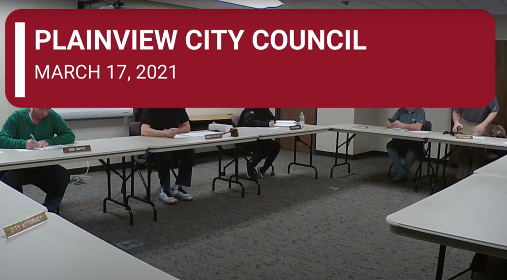 Plainview City Council meeting March 17