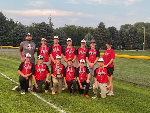 Back row (left to right): Coach Carl Hoffman, Cody Hoffman, Kobe Maertins, Colt Hoffman, Ethan Kemnitz, Lincoln Forbes, and Coach Crystal Hoffman; and front row (left to right): Connor Montgomery, Tate Frahm, Cinch Forbes, Preston Dobbler, Colt Frahm, and Maddyn Ickler. Not pictured: Jake Zuhlke, Jett Nelson, and Angel Vega.