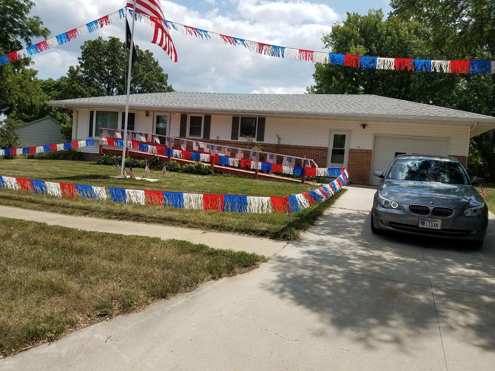 Patriotic scene on Pine Street