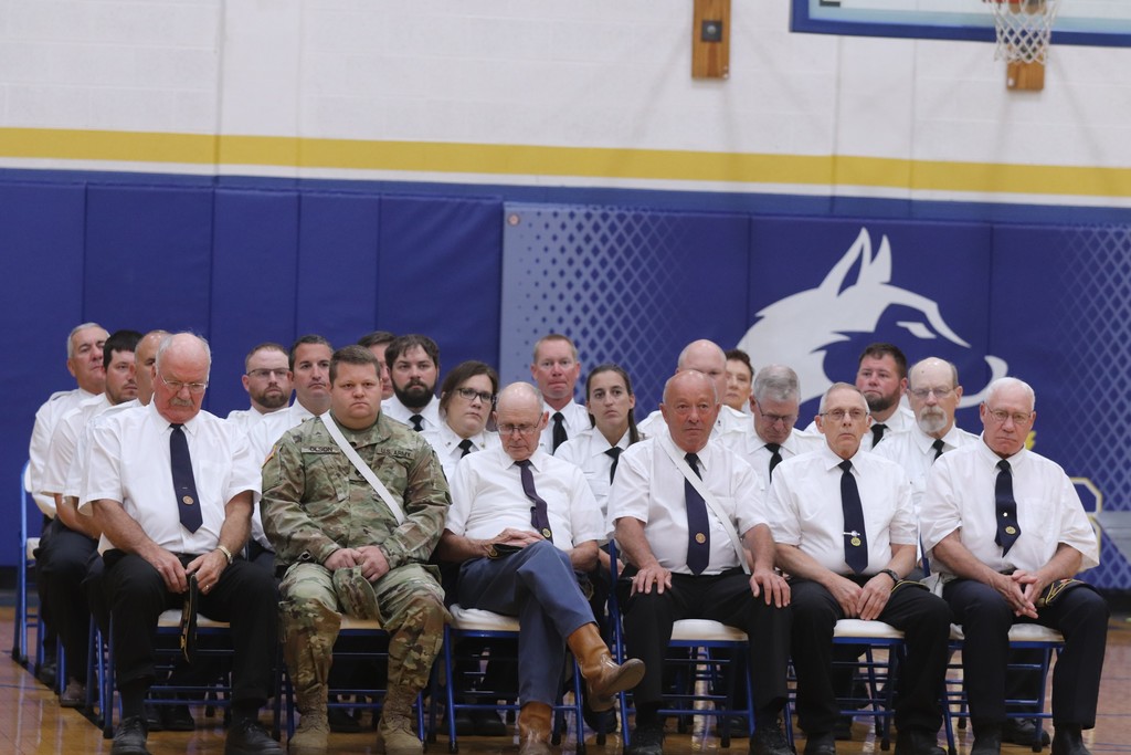 The Community of Atkinson's Local Heroes. include members of the Atkinson American Legion Farley-Tushla Post #86 and members of the Atkinson Fire & Rescue. Photo courtesy Alexis Stracke