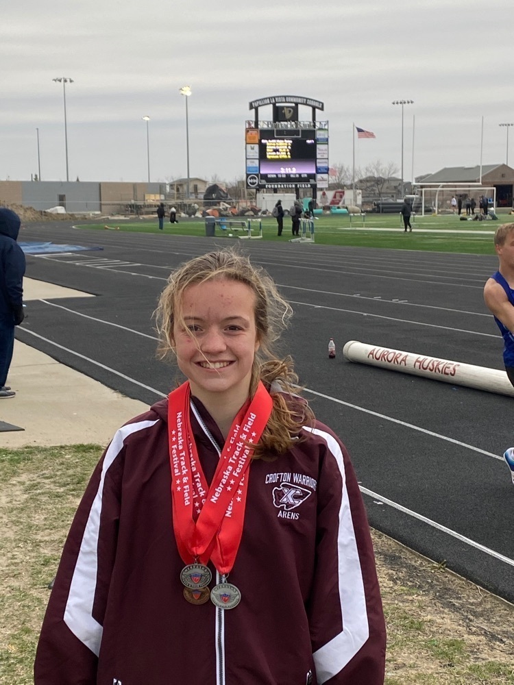 Jordyn Arens brought home three medals from the Nebraska Track and Field Festival.