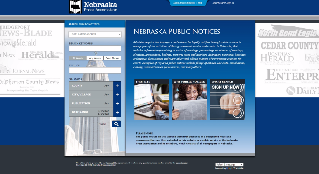 NE Public Notices Website