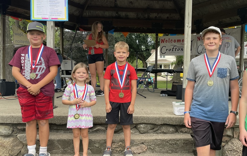 CCC kids games at the car show: first place basketball free throw in 4 age categories. Easton Foxhoven, Gwen Marsh, Carter Connot, and Grant Schieffer.