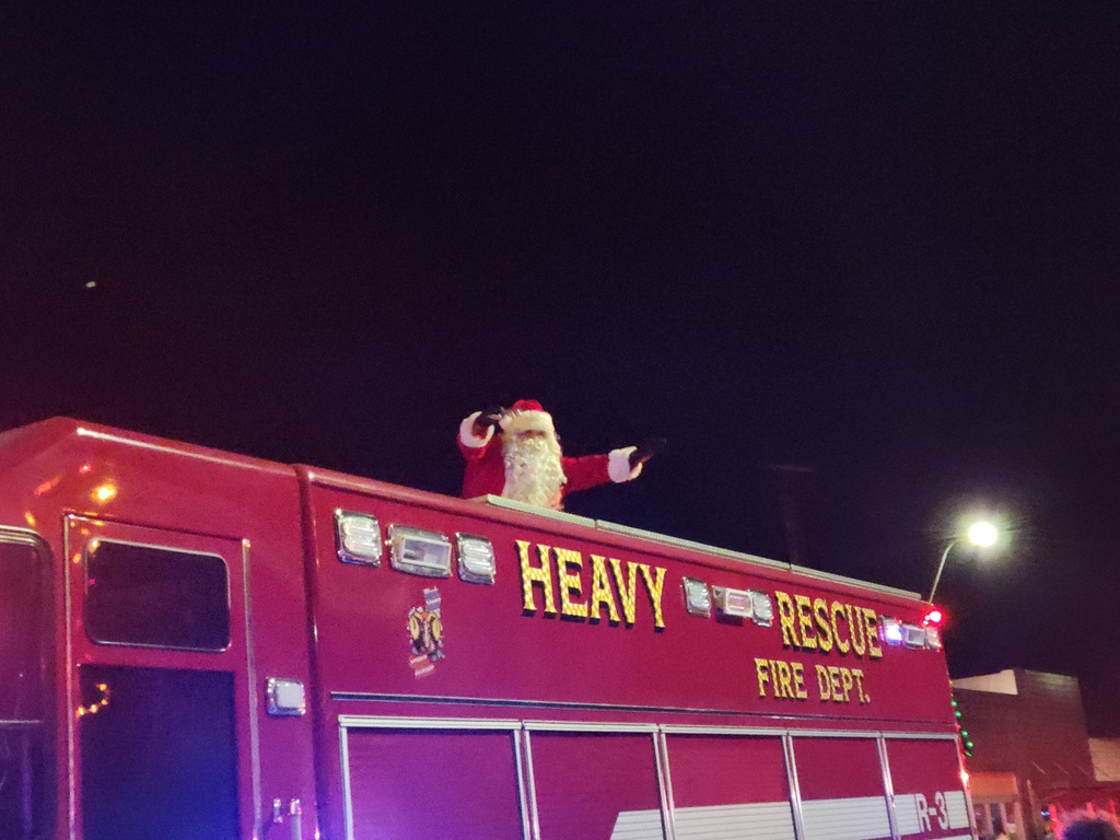 Santa came to town on a Atkinson Fire & Rescue truck at the end of the Parade of Lights!