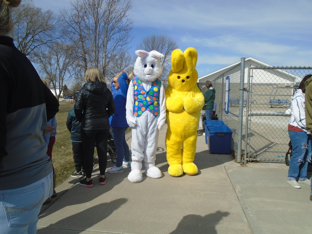The Easter Bunny and Peep were in attendance at the Atkinson Area Easter Egg Hunt